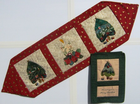 Christmas Table Runner Pattern with Winged Square Blocks